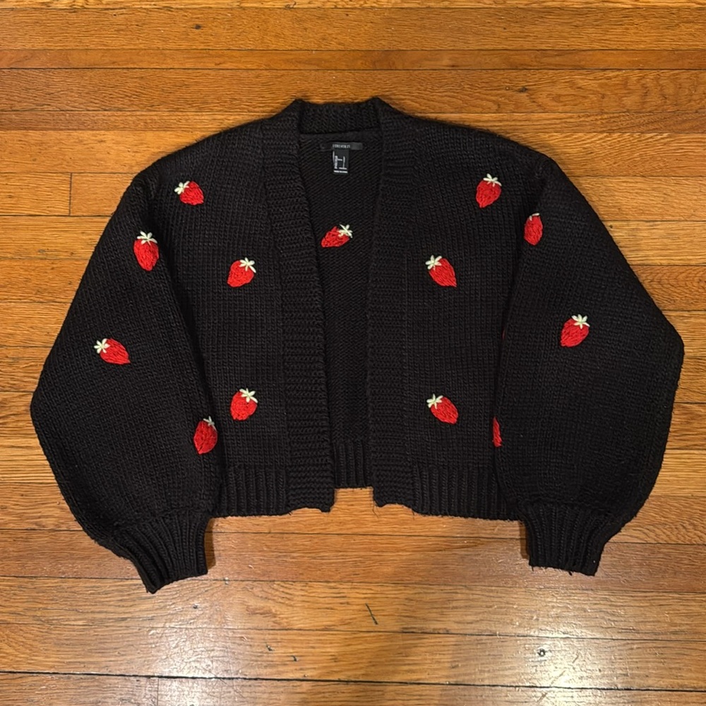Cute Black Strawberry Cardigan - Picture 5 of 9